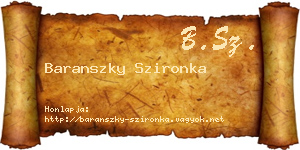 Baranszky Szironka névjegykártya